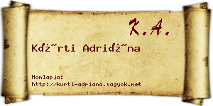 Kürti Adriána névjegykártya